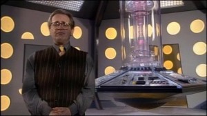 Sylvester McCoy fairly convincingly green screened into Mike Tucker's design for a new TARDIS console room.